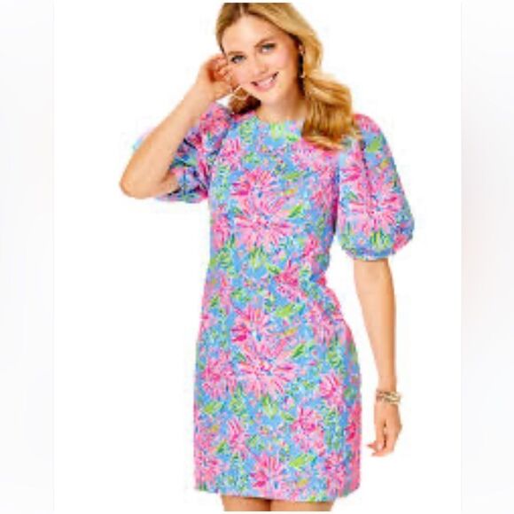 Lilly Pulitzer Dresses & Skirts - Lilly Pulitzer Roni Short Sleeve Stretch Mini Dress in Blue Peri.Size 0